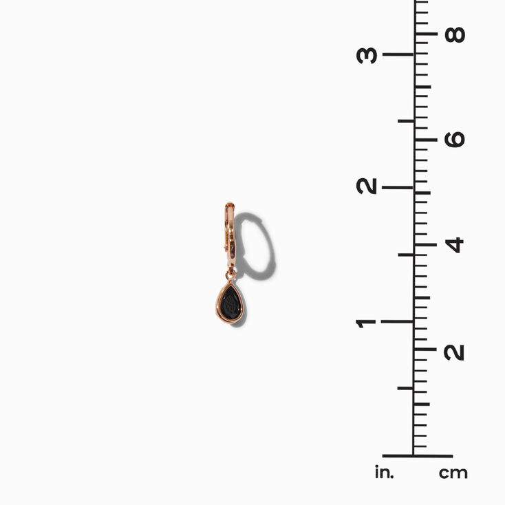Black Teardrop Cubic Zirconia 10MM Gold-tone Huggie Hoop Earrings,