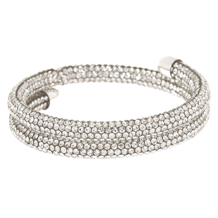 Silver Rhinestone Fireball Wrap Bracelet,