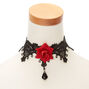 Lace Floral Choker Necklace - Black,