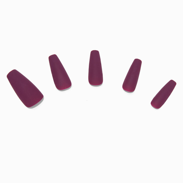 Matte Burgundy Squareletto Vegan Faux Nail Set - 24 Pack,