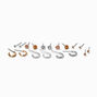 Mixed Metal Carved Roses Earrings Set - 9 Pack ,