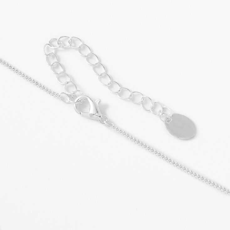 Silver Birthstone Color Tag Pendant Necklace - February,