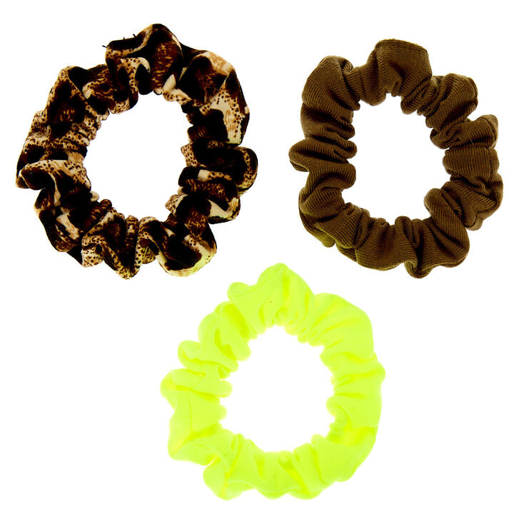 Small Neon Leopard Hair Scrunchies - 3 Pack,
