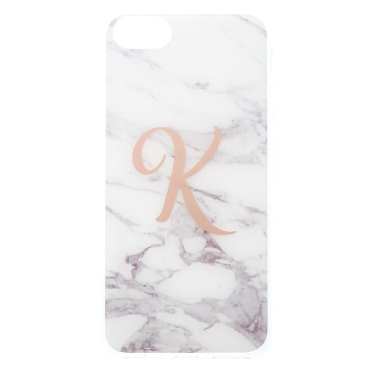 Marbled "K" Initial Phone Case - White,