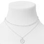 Silver Initial Hexagon Pendant Chain Necklace Set - 2 Pack, M,