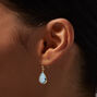Gold-Tone 1&quot; Aqua Crystal Pear Drop Earrings,