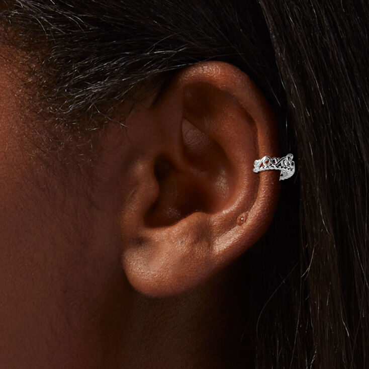 Silver Embellished Crown Ear Cuff,