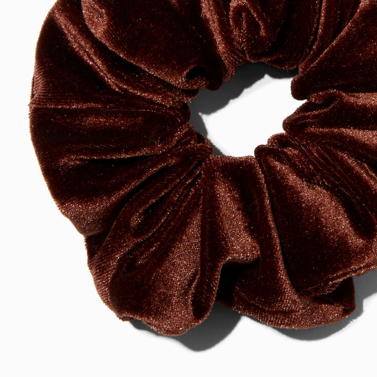 Medium Flat Velvet Hair Scrunchie - Brown,