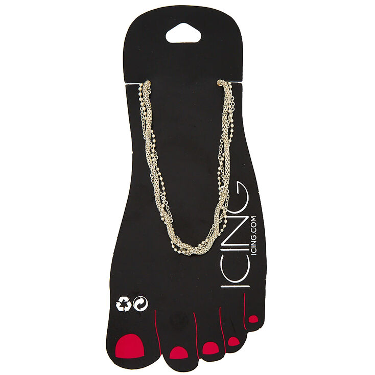 Silver Braided Layered Anklet,