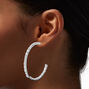 Silver Cubic Zirconia Baguette 50MM Hoop Earrings,