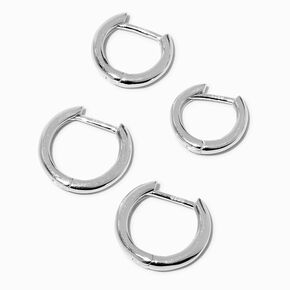 Icing Select Sterling Silver 12MM &amp; 14MM Clicker Hoop Earrings - 2 Pack,