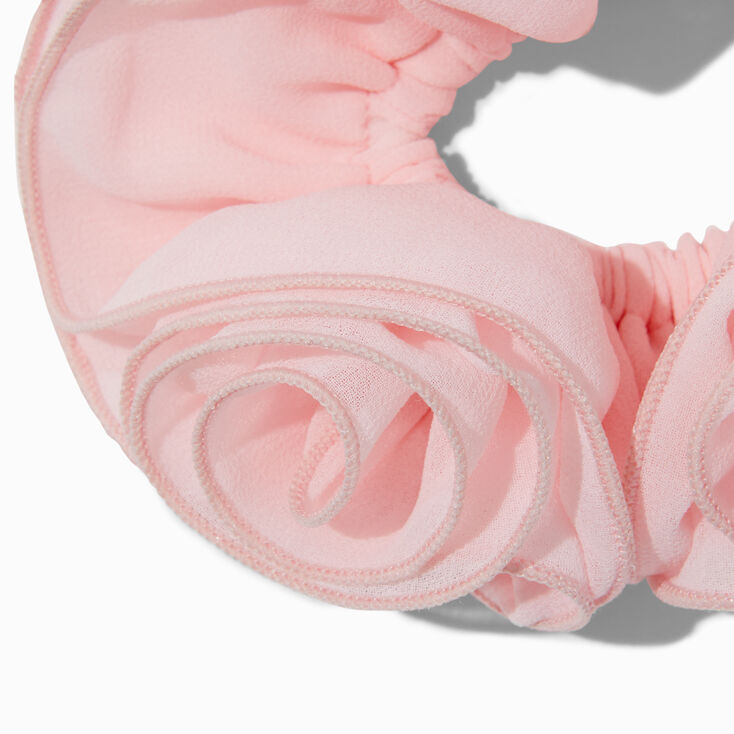Blush Pink Sheer Rose Design Medium Hair Scrunchie,