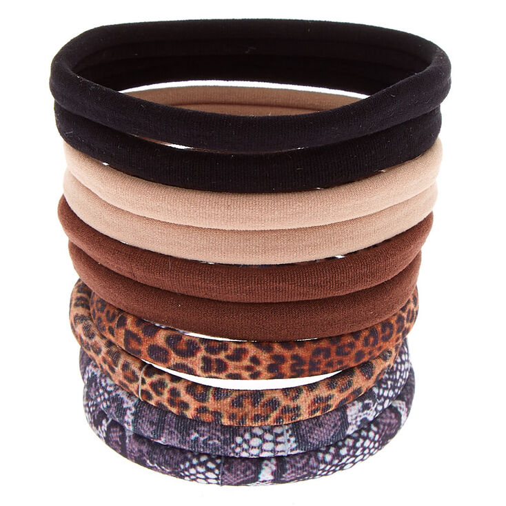 Animal Print Rolled Hair Ties - Brown, 10 Pack,