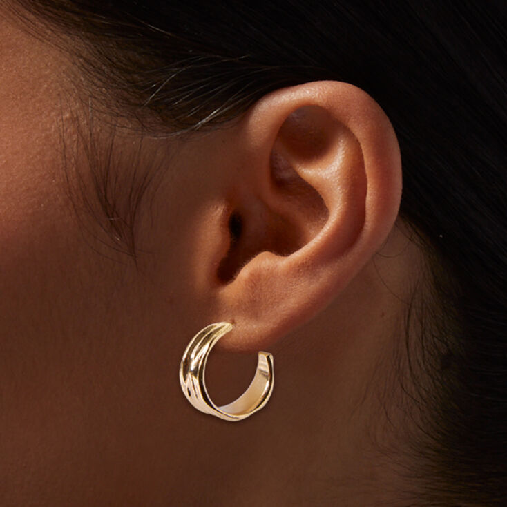 Gold-tone Wide Textured 20MM Hoop Earrings ,