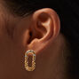 Gold-tone Crystal Texture Oval Drop Earrings,