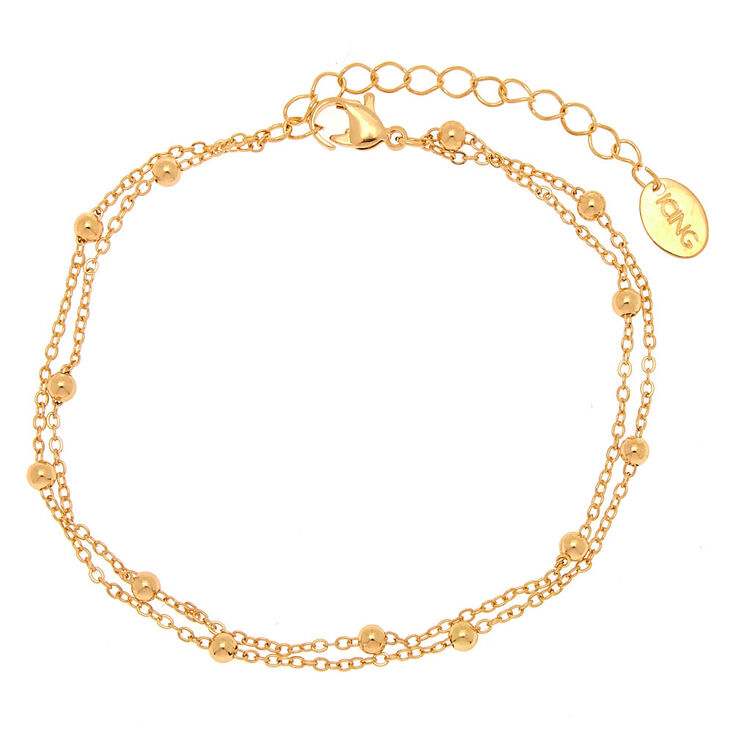 Gold Beaded Layered Anklet,