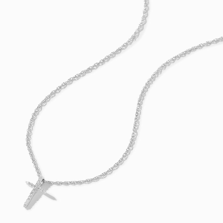 Laboratory Grown Diamond Cross Pendant Sterling Silver Necklace 0.06 ct. tw.,
