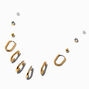 Gold-tone Oval Hoop Earring Stackables Set - 6 Pack,