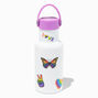 White Stainless Steel Water Bottle with Rainbow Stickers,