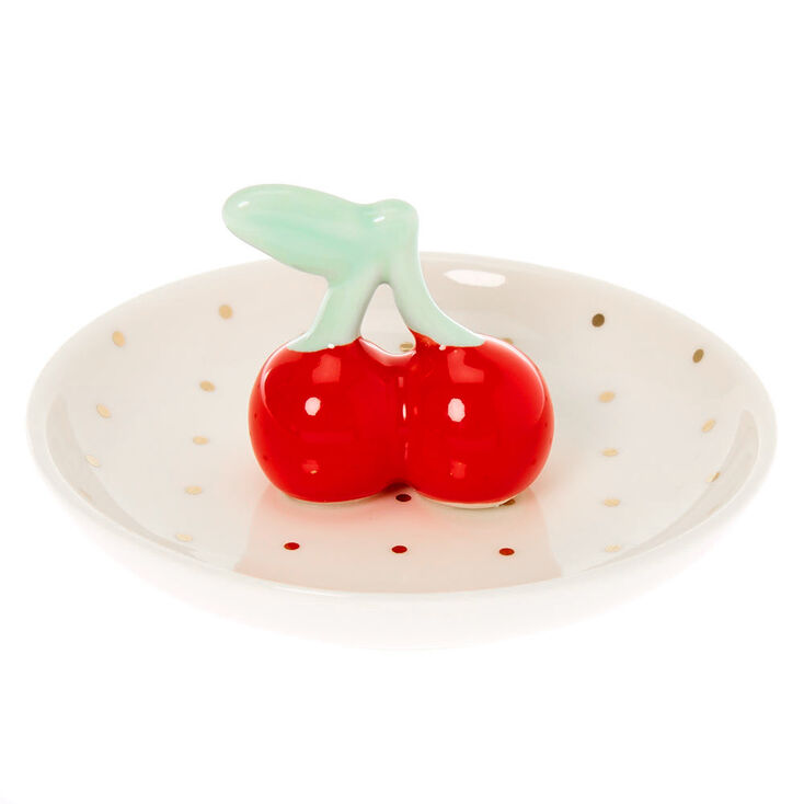 Cherries Jewelry Holder Tray - White,