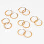 Gold 10MM Textured Hoop Earrings - 6 Pack,