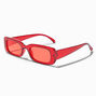 Translucent Red Rectangular Frame Sunglasses,