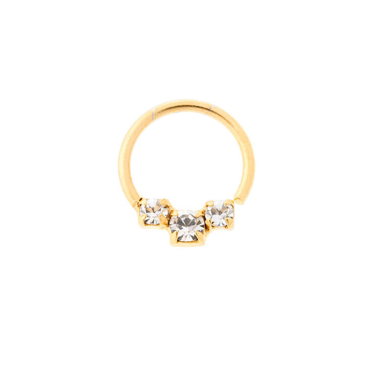 Gold-tone Sterling Silver Triple Crystal 20G Helix Hoop Earring,
