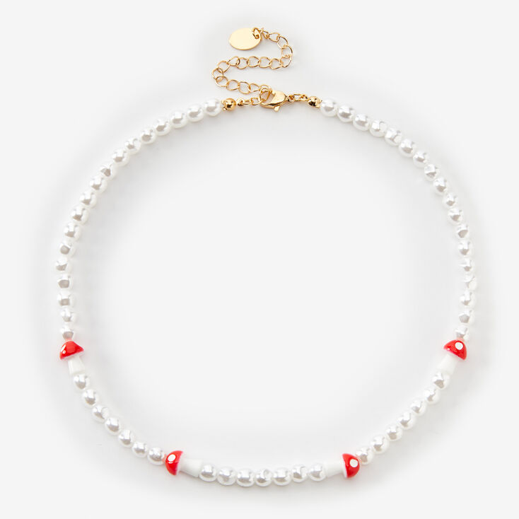 Lucky Mushroom Beaded Pearl Choker Necklace,