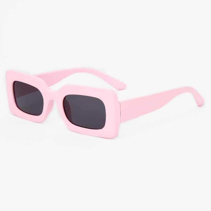 Pink Rectangular Retro Sunglasses,
