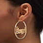 Gold-tone Crystal Angel 70MM Hoop Earrings,