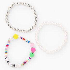 Rainbow Love Beaded Stretch Bracelets - 3 Pack,