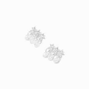 Silver-tone Cubic Zirconia Dangle Stud Earrings,
