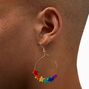 Rainbow Star Gold Oval 2.5&#39;&#39; Hoop Drop Earrings,