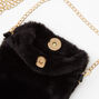 Black Furry Phone Pouch with Chain,
