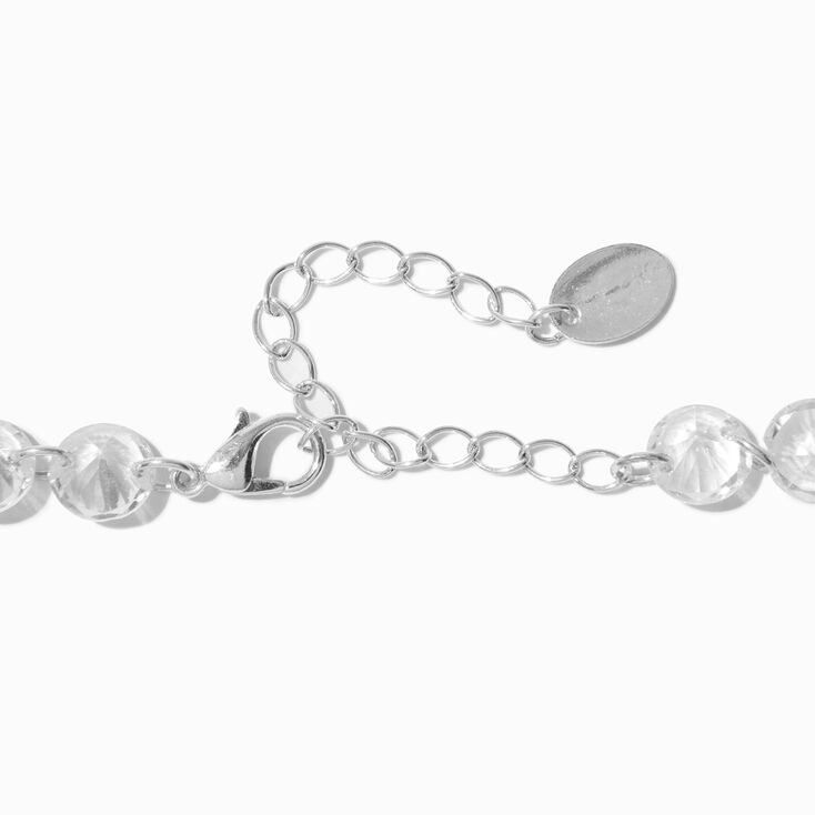 Silver-tone Cubic Zirconia Bubble Chain Necklace,