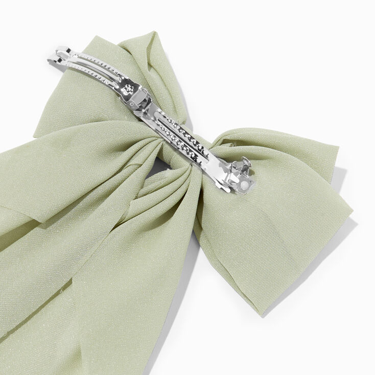 Sage Green Sheer Long Tail Bow Hair Clip,