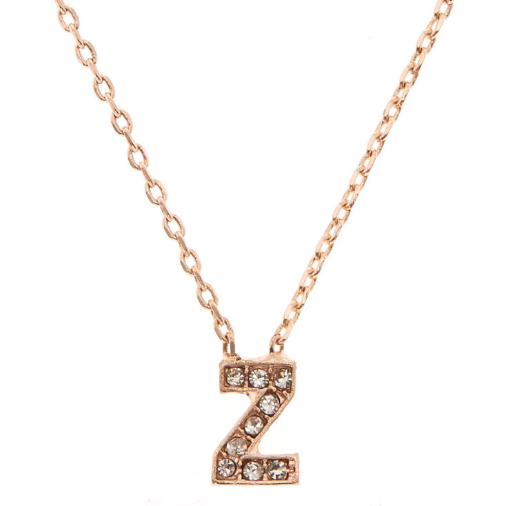 Rose Gold Initial Necklace - Z,