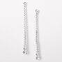 Silver 2&quot; Rhinestone Linear Graduated Round Tip Drop Earrings,