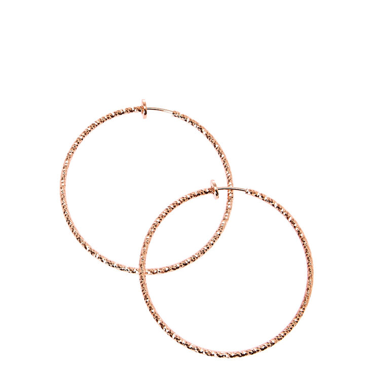 Textured Rose Gold Tone Clip On Hoop Earrings Icing Us Textured Rose Gold Tone Clip On Hoop Earrings