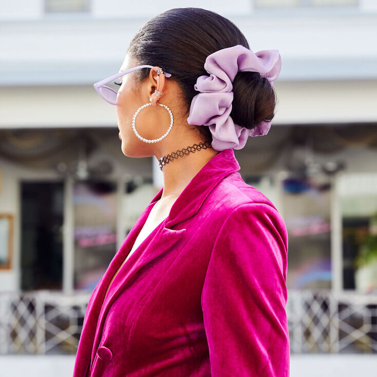 Giant Satin Hair Scrunchie - White,