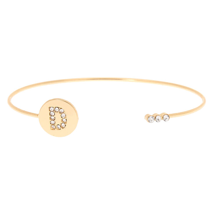 Gold Initial Cuff Bracelet - D,