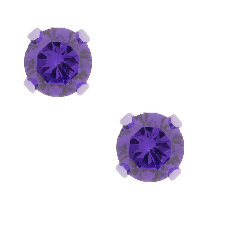 Purple Cubic Zirconia Stud Earrings,
