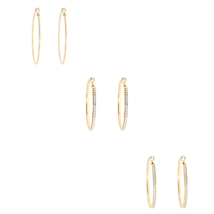 Gold 60MM Hoop Earrings - 3 Pack,