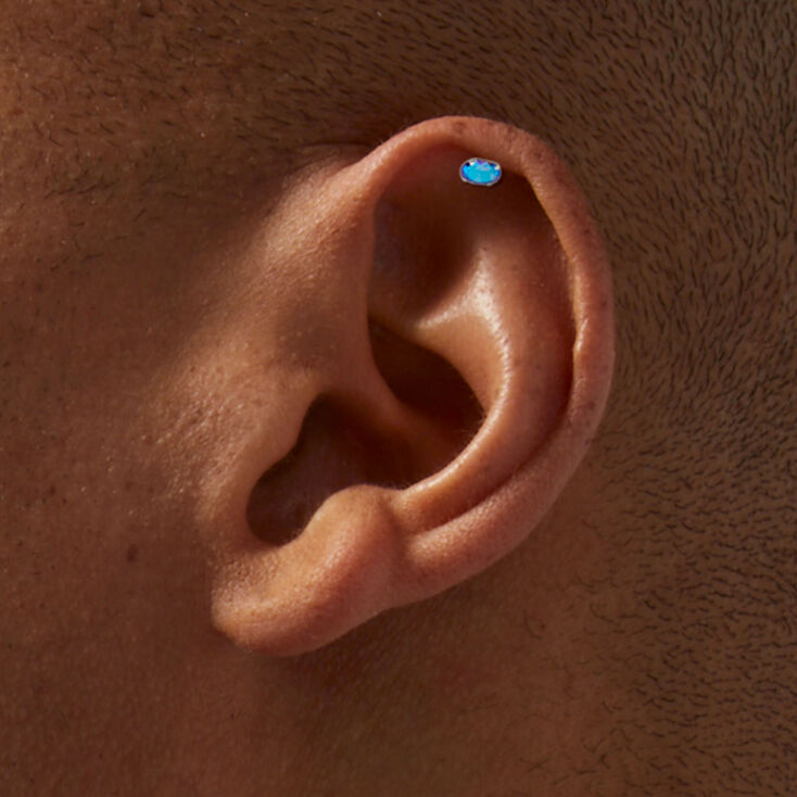 Sterling Silver AB Shaped Stud 16G Helix Earrings - 6 Pack,