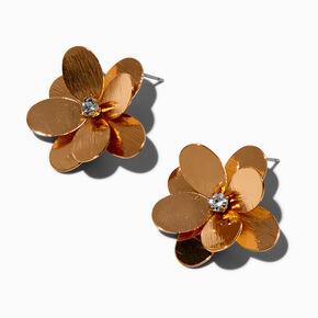 Gold-tone 3-D Flower Statement Earrings,