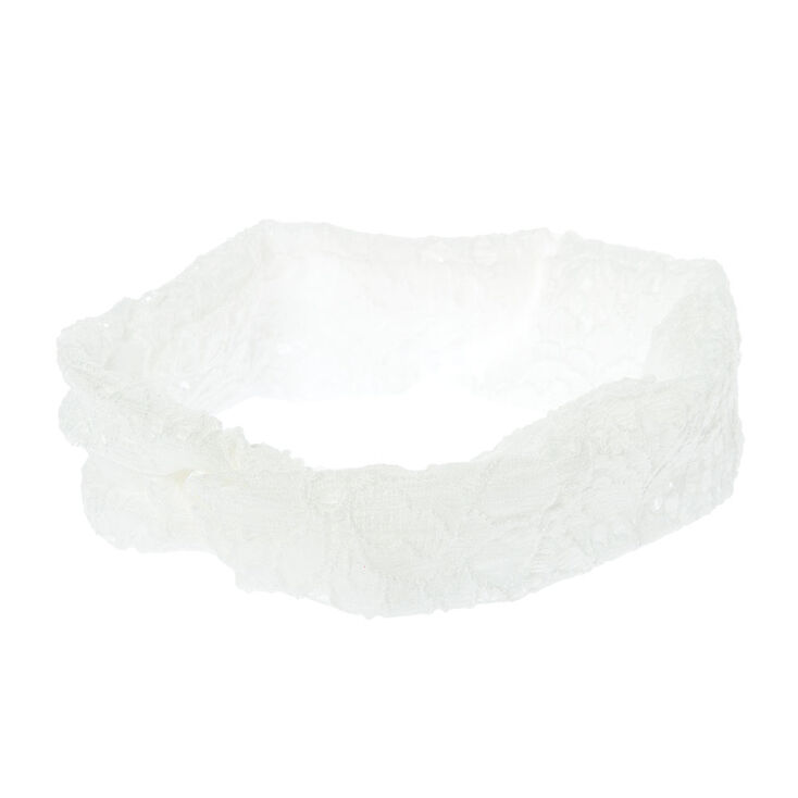 White Floral Lace Headwrap	,