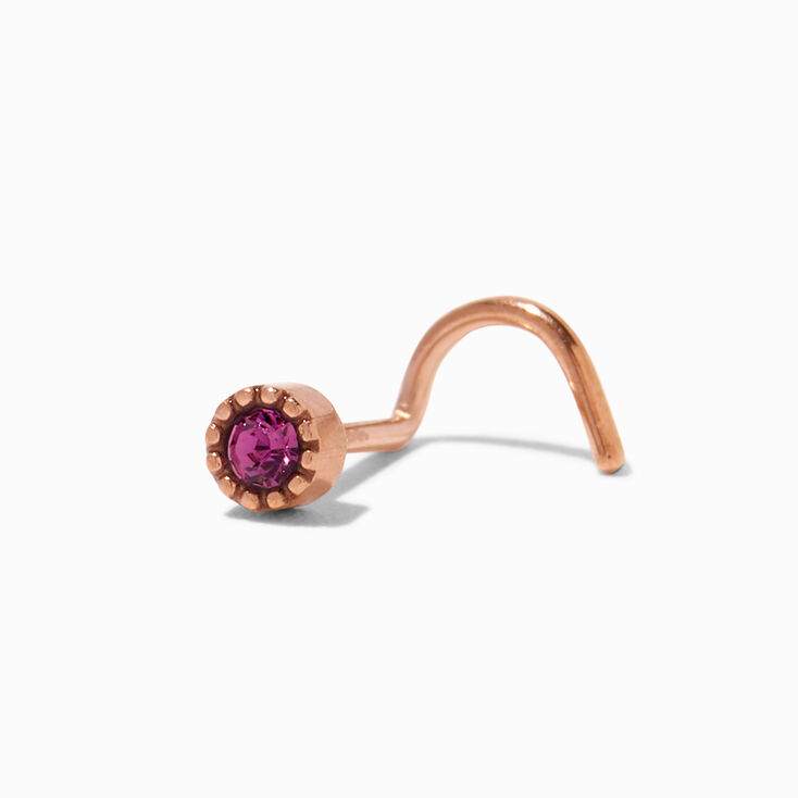 18K Rose Gold Plated Titanium Purple 20G Nose Stud,