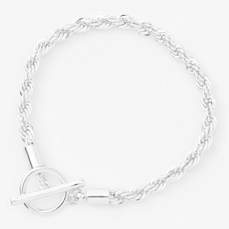 SilverTwisted RopeToggle Chain Link Bracelet,
