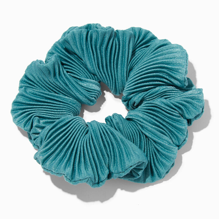 Pleated Teal Hair Scrunchie,