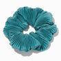 Pleated Teal Hair Scrunchie,